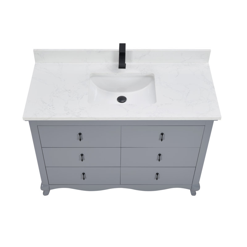 48" Solid Wood Sink Vanity  With 1' Artificial Stone Top, Cadet