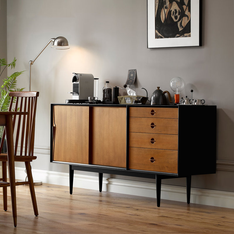Nordic Modern Country Sideboard, Black/Brown