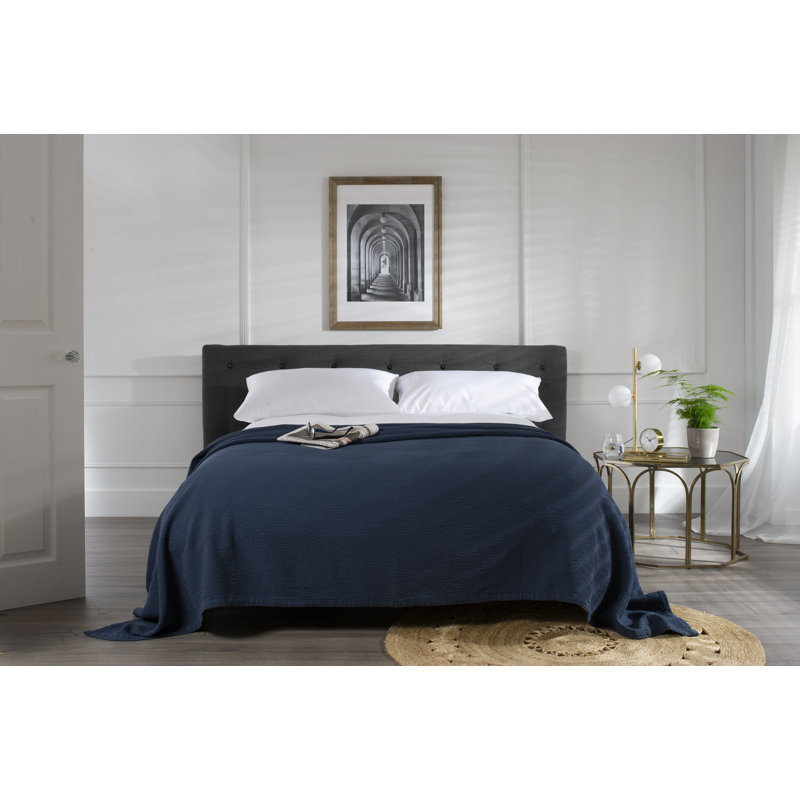 Guimraes Cotton Solid Colour Bedspread, Navy