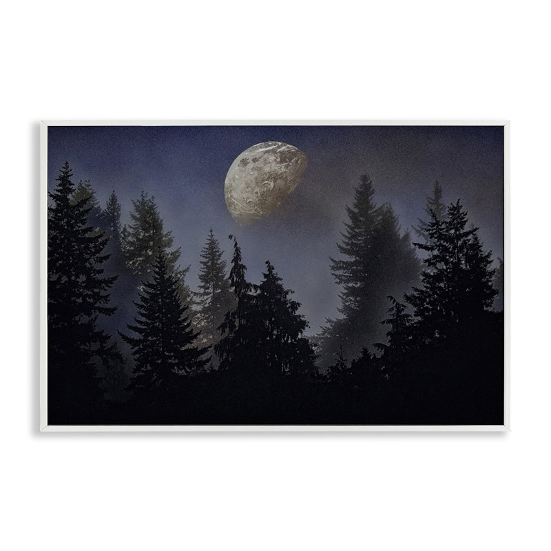 «Love And The Moon», estampe numérique par Sophie 6, H 20 po x l 30 po, Estampe numérique encadrée blanc bord de mer