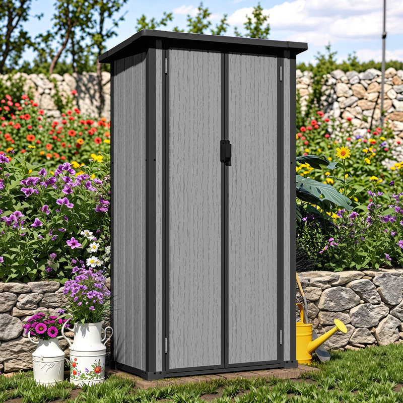 Outdoor Tall Garden Storage Cabinet Shed With 4 Adjustable Shelves