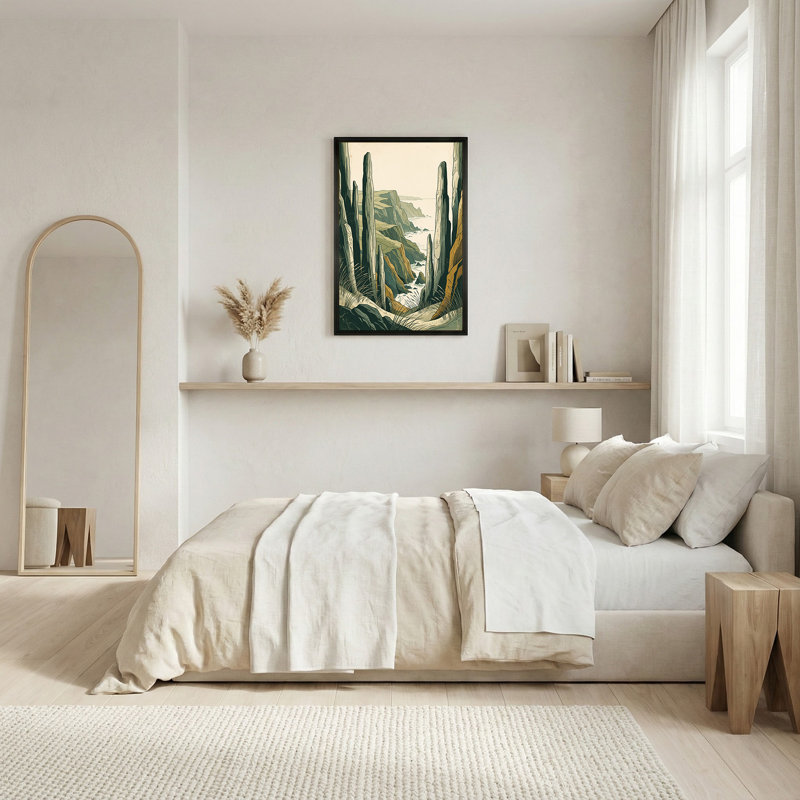 Art mural sur toile vert et brun, H 24 po x l 16 po