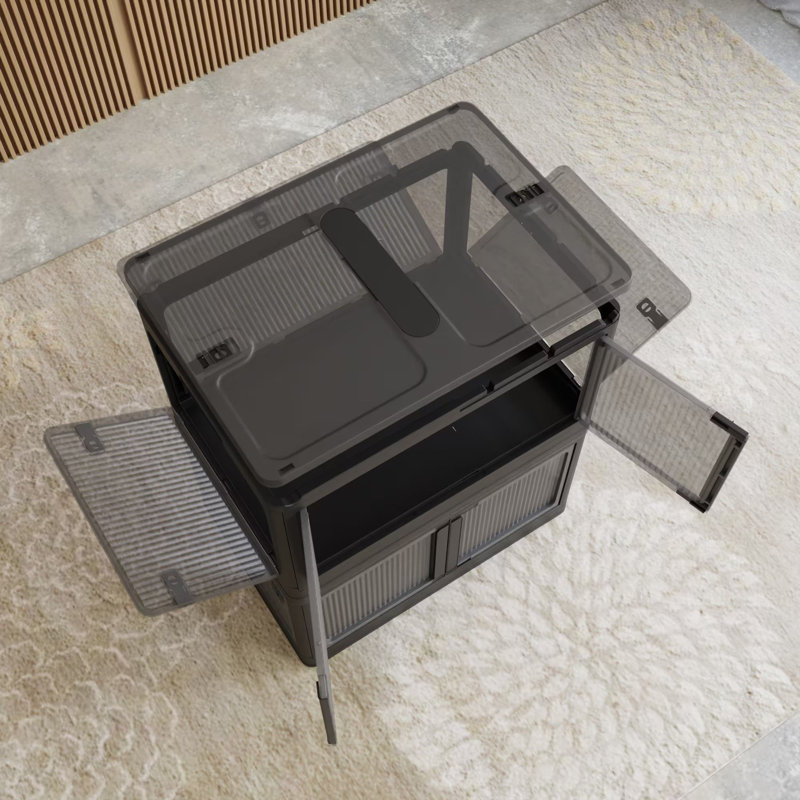 4 Tier Plastic Stackable Storage Organizer, Black, 4