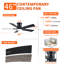 Ventilateur de plafond encastré noir mat moderne 46 po avec DEL intégrées, télécommande et 5 pales deux tons-492049061-492049059