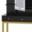 Ensemble de tabouret de coiffeuse à DEL avec table de maquillage avec prises USB et tiroirs et tablettes de rangement-1420039446