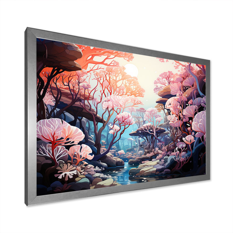 Magnifique paysage sous la mer - salon d'art mural plage et océan, Cadre simple argenté, H 12 po x l 20 po x P 1 po