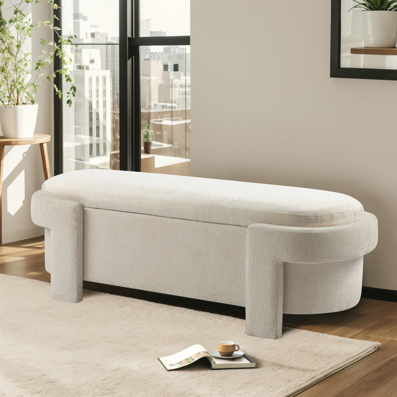 Grand banc de rangement avec repose-pieds polyvalent: spacieux, durable et élégant pour toute pièce, Beige