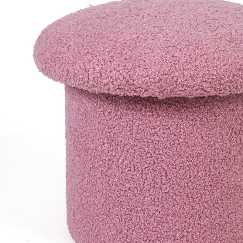 Harshaan Upholstered Ottoman, Pink Teddy
