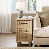 Bonapfel Farmhouse End Table with Charging Station, Oak