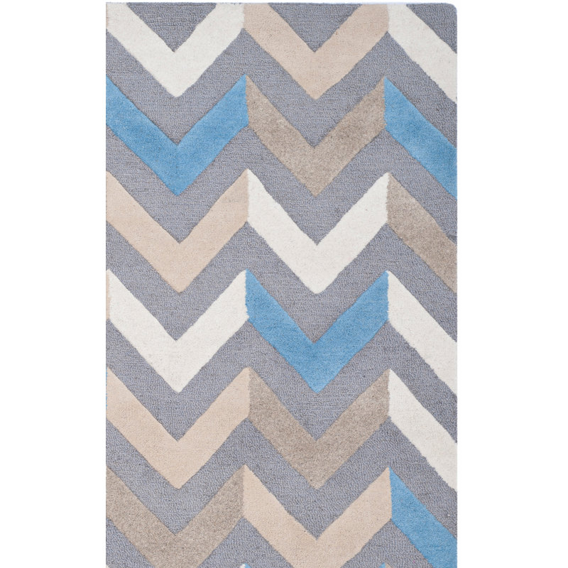 Aundray Hand Tufted Wool Chevron Rug, Runner 2'6" x 8'