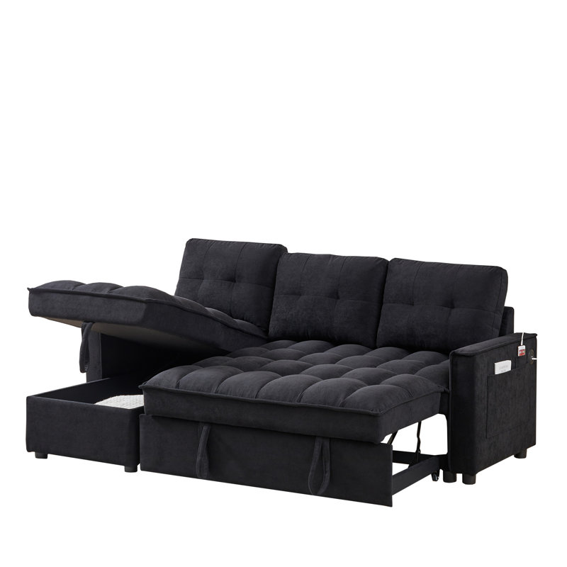 MH 78.75" Reclining Sofa, Black Chenille