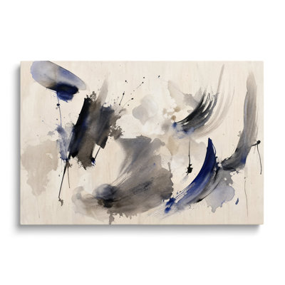 Peinture à l'huile abstraite multicolore sur toile, art mural moderne contemporain à l'encre bleue et grise pour le salon, la chambre à coucher et le bureau personnel