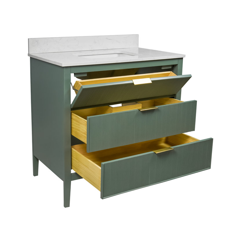 Evelyn Bathroom Vanity, Sage Green/Gold, 36"
