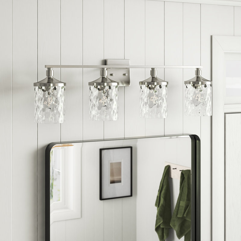 Éclairage pour meuble-lavabo à 3 lumières Baldwin, Nickel brossé, Quatre lumières