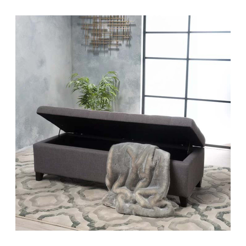 Banc de rangement en tissu Amalfi, Velours mauve, 17" H x 51" W x 17.5" D