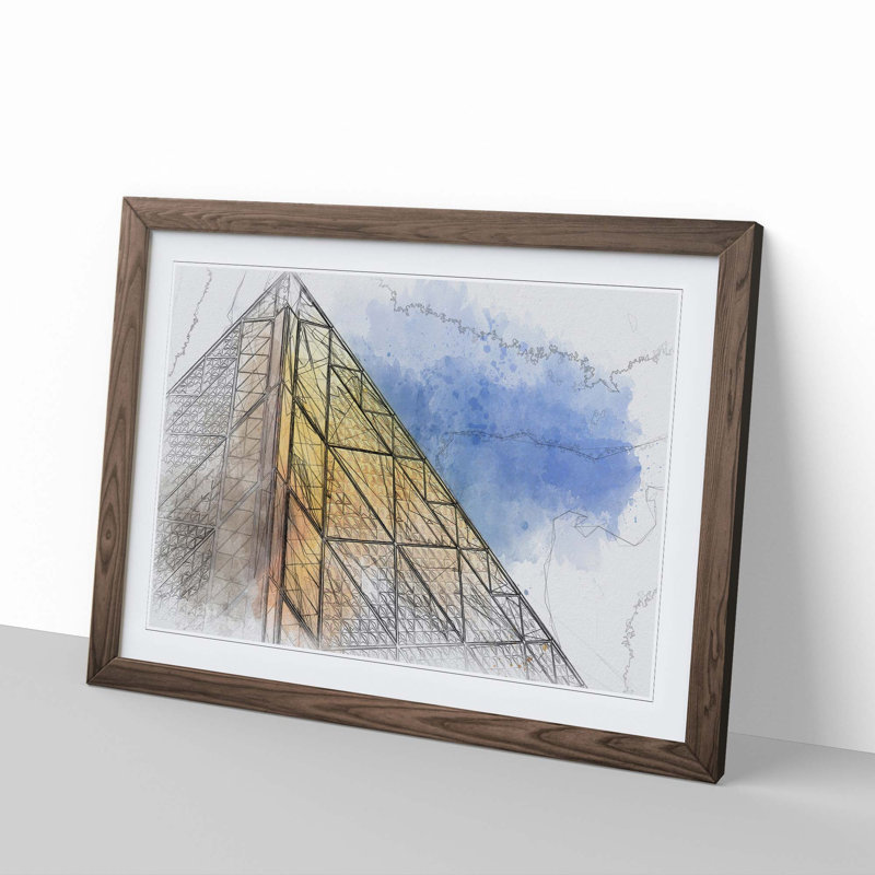 Architecture Sketch Vol.19 in Abstract - Picture Frame Graphic Art Print, 27cm H x 36cm W x 2cm D, Walnut Framed