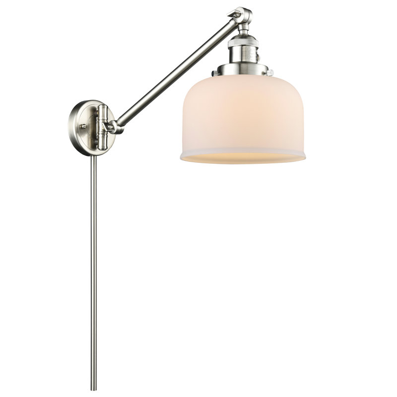 Kiger Swing Arm Sconce, Brushed Satin Nickel, Matte White Cased