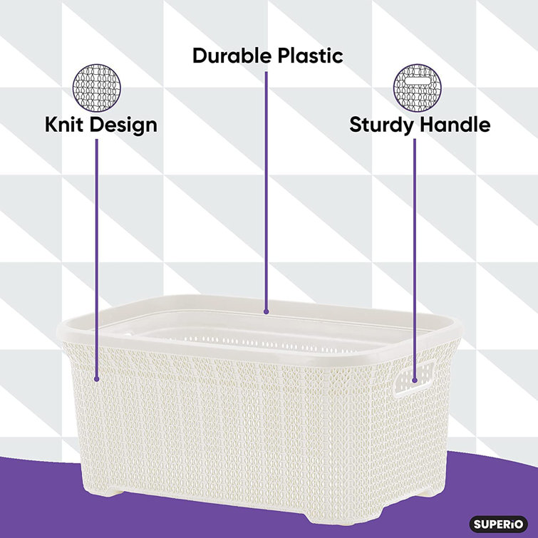 Solid Polyester Mini Knit Laundry Basket