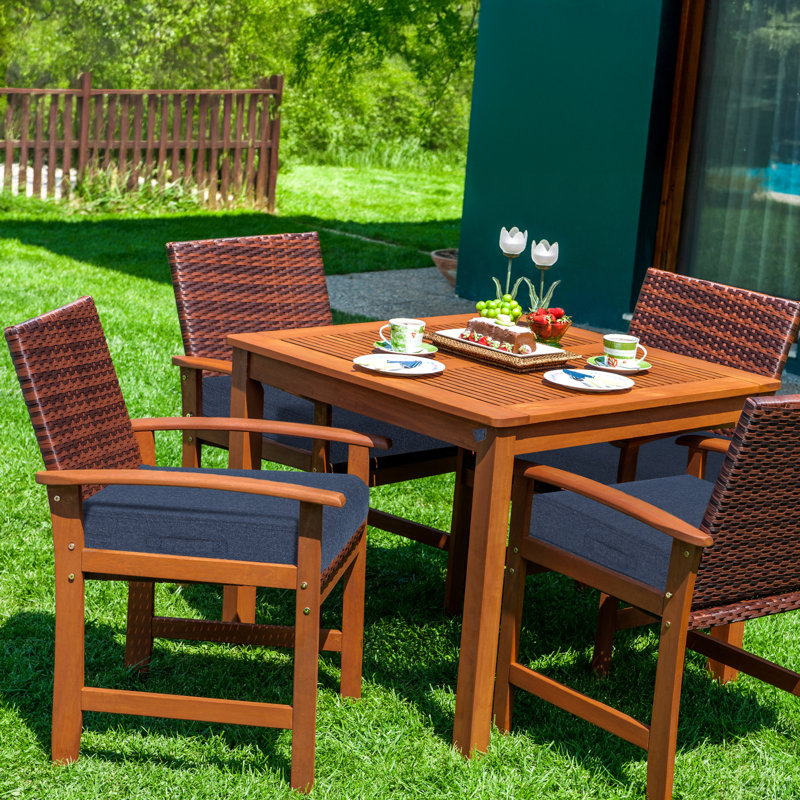 Aoodor Patio Chair Cushions Set, Navy Blue, 23" W x 26" D