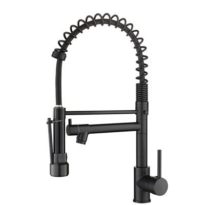 Commercial Black Kitchen Tap With Pull Down , Single Handle, Leak- Guarantee, Finish, Multi-Functional Water Spray, Effortless Installation Method Matte Sink Faucet, Handle Control, Assurance,