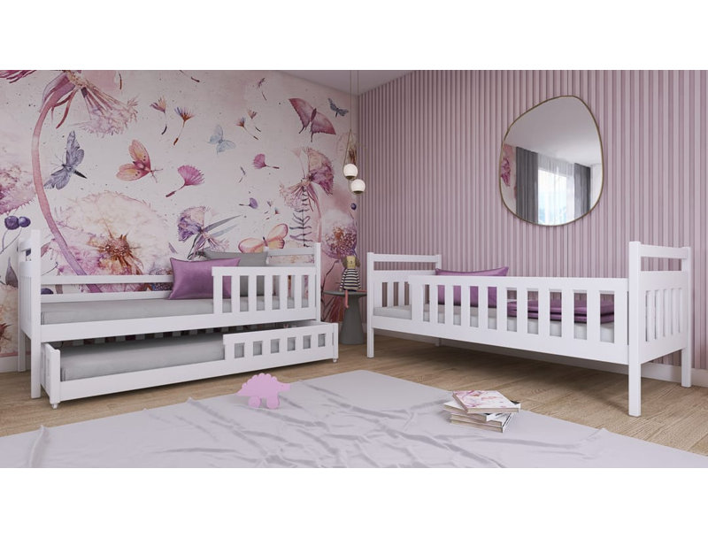 Wooden Bunk Bed Tola With Trundle 90x190cm - Contemporary Triple Bed with Clever Storage, White