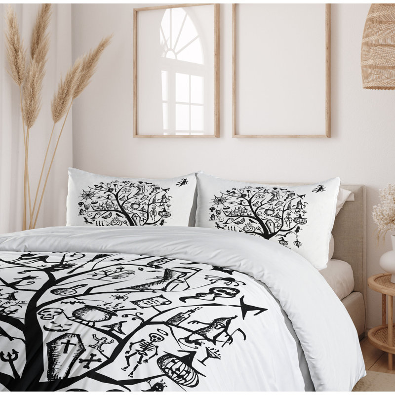 Halloween Modern & Contemporary Polyester Duvet Cover, Queen