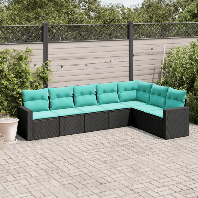 Ensemble de canapé de jardin en acier, Bleu sarcelle, Noir