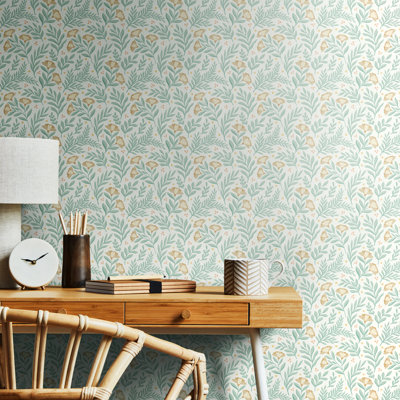 Petite Posy Seafoam Smooth Matt Wallpaper