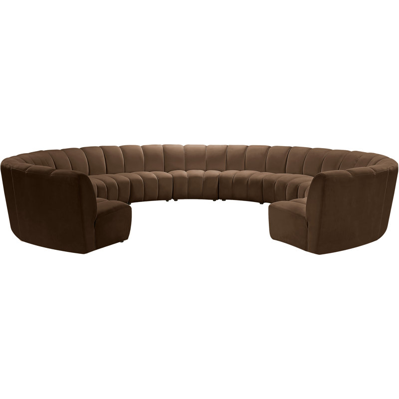 Canapé modulaire en velours Infinity, Velours brun, 11 pièces