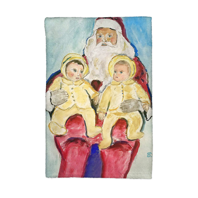 Serviette de cuisine Père Noël et jumeaux