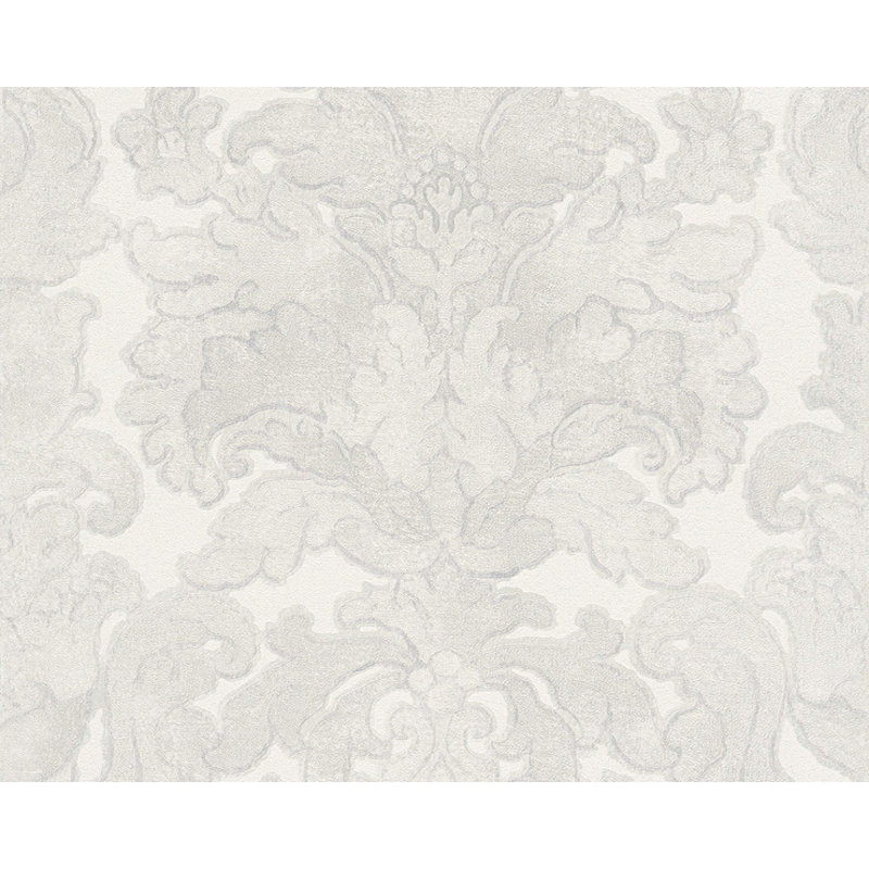 Rouleau de papier peint floral et botanique L 33 pi x l 21 po Henline, L 2,75 pi x l 21 po, Crème / argenté