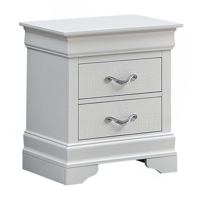 Elegant Transitional Nightstand In Silver Champagne