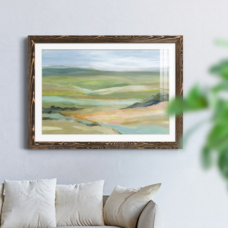 River Valley - peinture encadrée, H 37,5 po x l 27,5 po x P 1,5 po, Encadré de bois de noyer