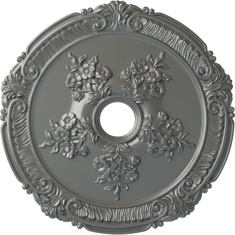 Médaillon Endurathane Attica avec plafond rose, DO 26 po x P 3 3/4 po x P 1 1/2 po, Argent