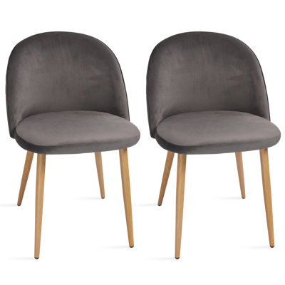 Chaises de salle à manger modernes en velours, chaises de table de salle à manger, chaises rembourrées avec dossier, pieds en métal de style bois pour la salle à manger, le salon, le café-restaurant