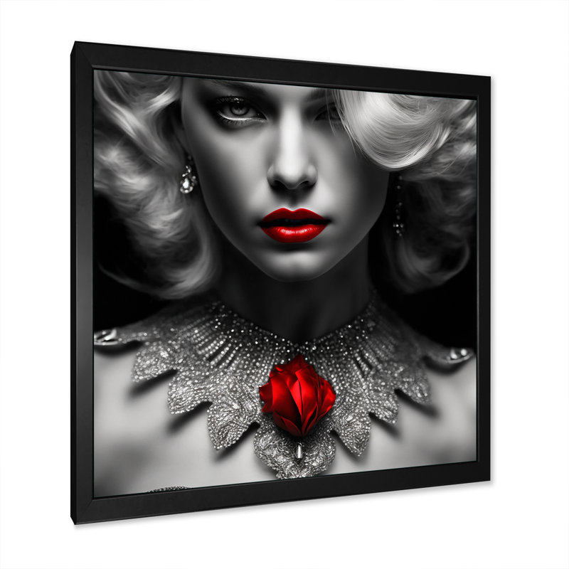 «The Lady with the Red Ruby I», reproduction sur toile, Impression noire sur toile encadrée, H 16 po x l 16 po x P 1 po