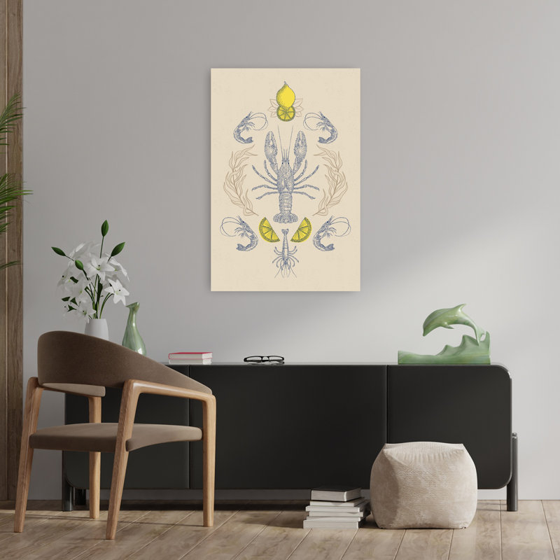 Art contemporain, homard délicat rétro, H 36 po x l 24 po