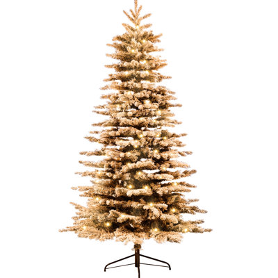 7.5 Ft Artificial Christmas Tree With Flocked Surface, 500 And 1264 Branch Tips For Cheerful Gatherings Effect, Festive Mood
