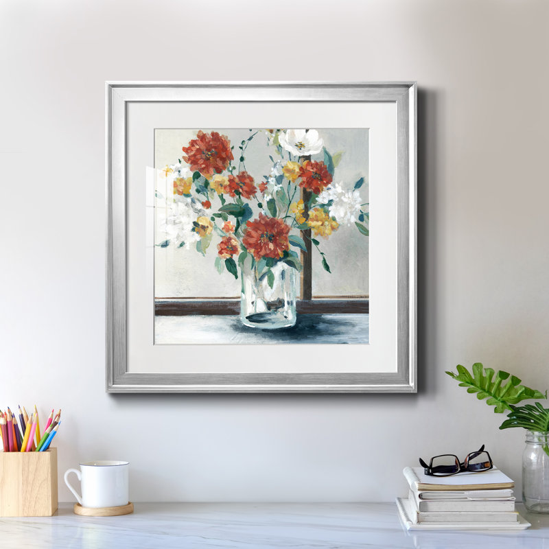 Ensoleillé - peinture encadrée, H 17,5 po x l 17,5 po x P 1,5 po, Toile avec cadre argenté
