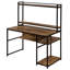 Bureau d'ordinateur de style personnel avec bibliothèque à 2 niveaux et tablette de rangement ouverte, table, bureau, bureau d'ordinateur, bureau d'écriture, brun-1054392169