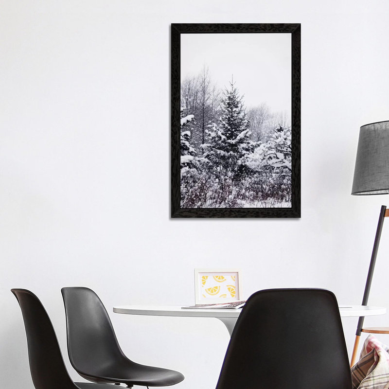 Winter Pines 1 Piece Floater Frame Wall Art on Canvas, 66.04 cm H x 45.72 cm W, Black Floater Framed