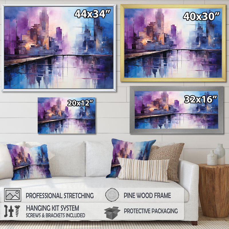 Abstract Art Symmetry Innovations - Bâtiments et paysages urbains, salon d'art mural, Toile tendue, H 12 po x l 20 po