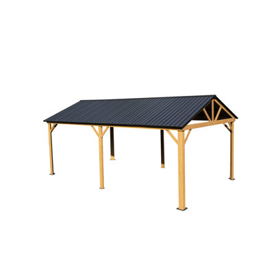 Pergola abri de jardin 12 pi x 20 pi avec toit en acier galvanisé et fabrication en aluminium jaune brun - Faites ressortir votre patio et votre jardin
