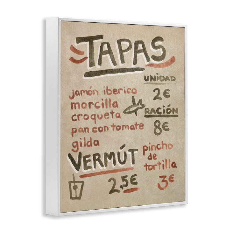 "Tapas espagnol", art de la giclée encadrée par June Erica Vess, H 14 po x l 11 po