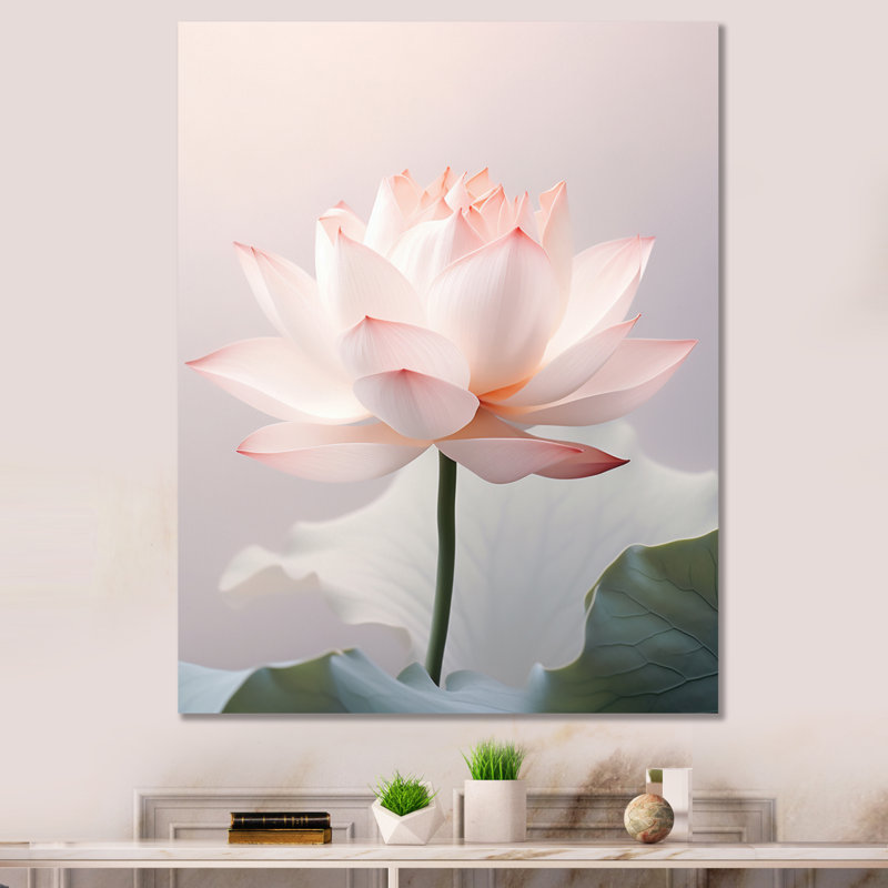 «Lunel Hinduisim Art Lotus Serenity» - Art mural sur toile de l'hindouisme, Toile tendue, H 32 po x l 16 po x P 1 po