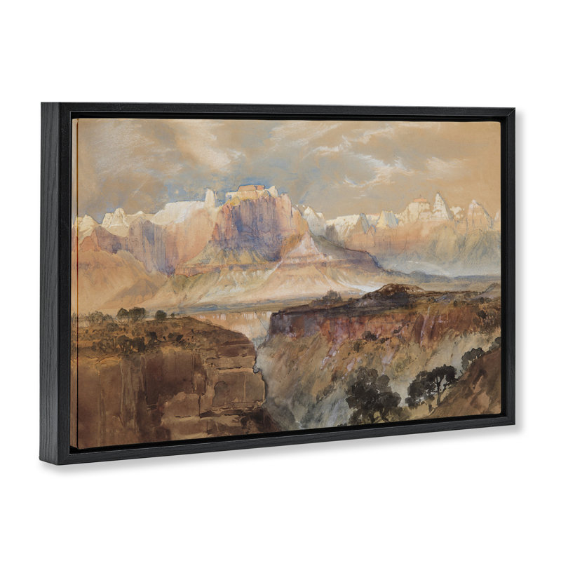Cadre flottant Vast and Distant Canyon, design par Corinne Haig, Cadre flottant noir de jais, H 17 po x l 25 po