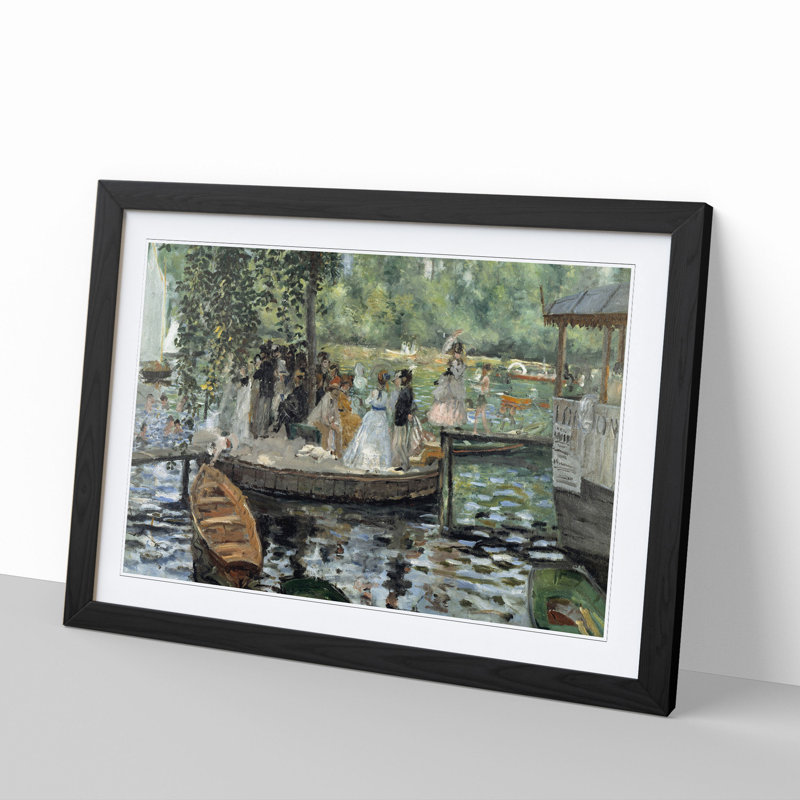 La Grenouillere by Pierre-Auguste Renoir - Picture Frame Painting, Black Framed, 27cm H x 36cm W x 2cm D