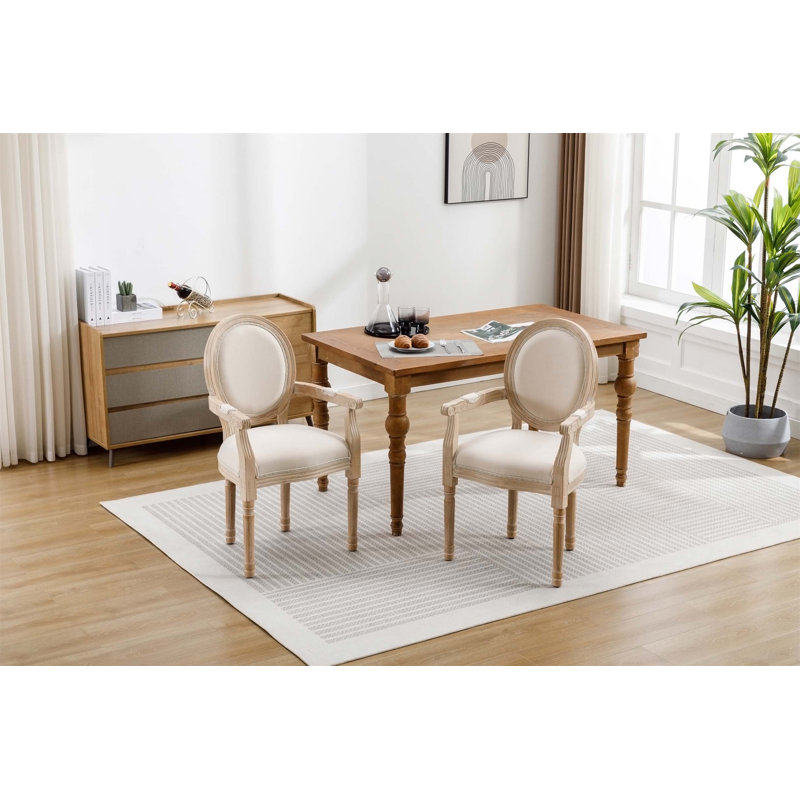 Yermolayeva French Style Solid Wood Dining Chair, Beige