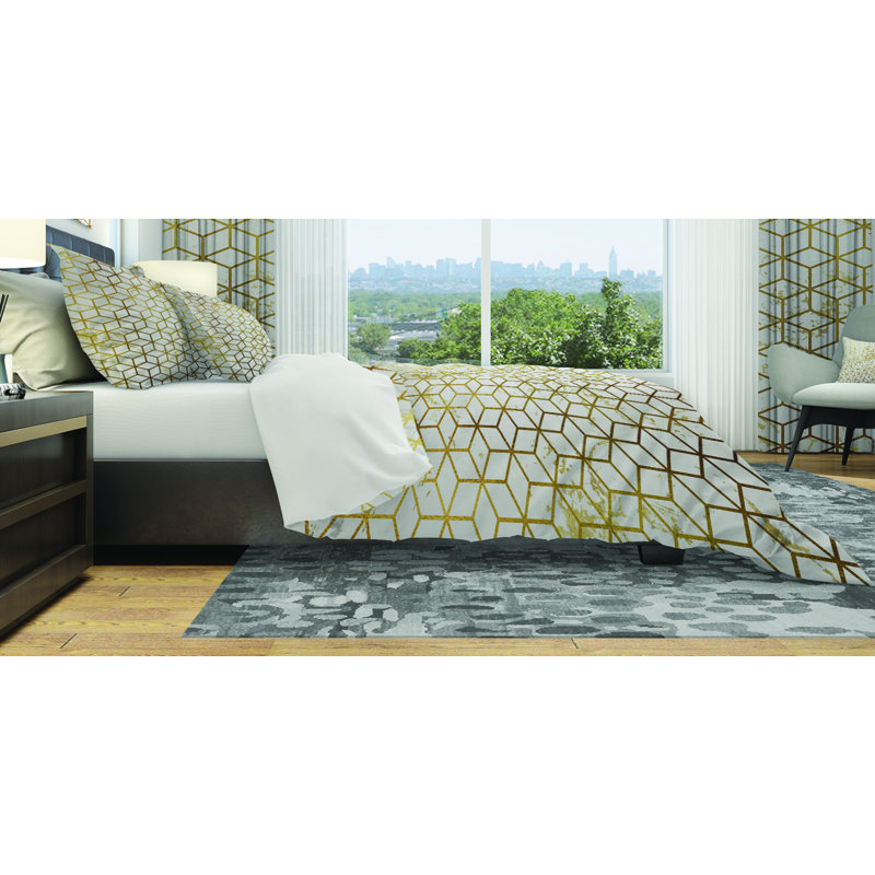 Polyester Geometric Shapes Duvet Cover Set, Twin Duvet Cover + 1 Sham