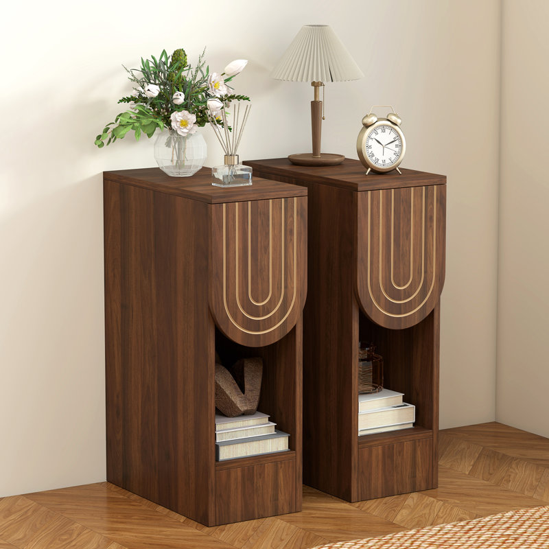 End Table With Storage, Walnut
